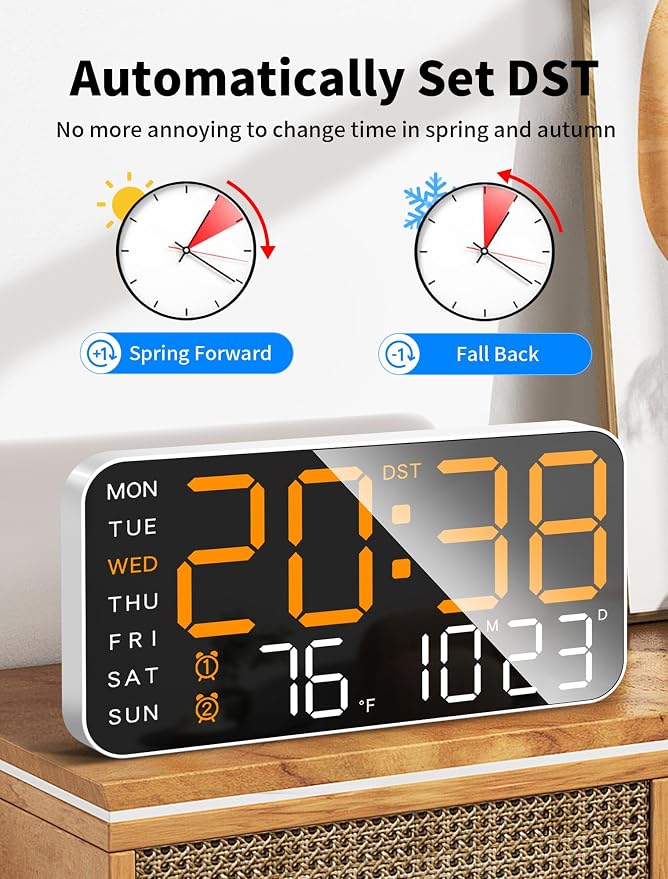 MASHI 8.4''Large Digital Wall Clock, Led Alarm Clock - Image 6