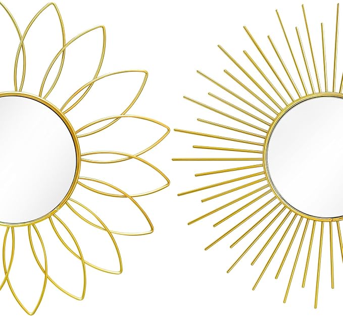 3 Pack Metal Mirrors for Wall Sunburst Wall Mirrors Home Décor Decorative - Image 2