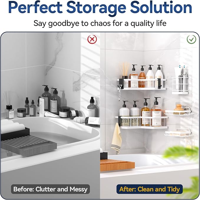 YASONIC Corner Shower Caddy, No Drilling Shower Shelf - Image 8