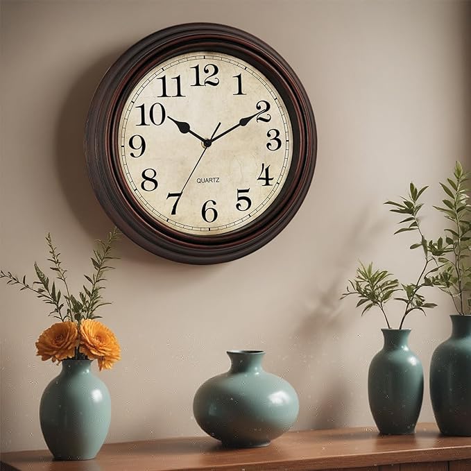Wall Clock, 12 Inch Silent Non Ticking Battery Operated Clocks, Decorative - Image 3