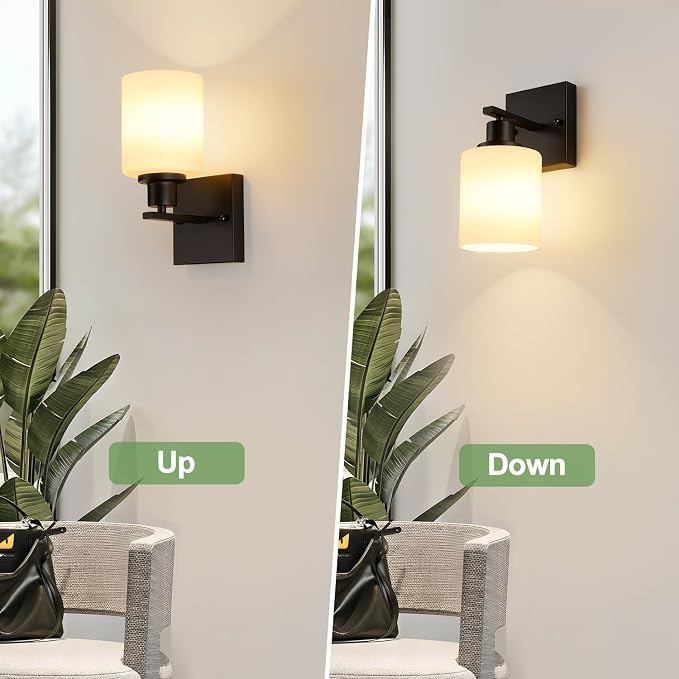MOKATNG Set of 2 Wall Sconces for Bathroom, Bathroom Wall Lamp for Mirror - Image 4