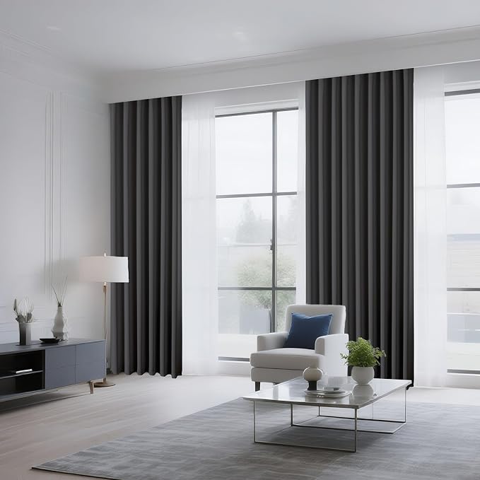 CUCRAF Dark Grey Blackout Curtains Customize, Rod Pocket Room Darkening Curtain - Image 8