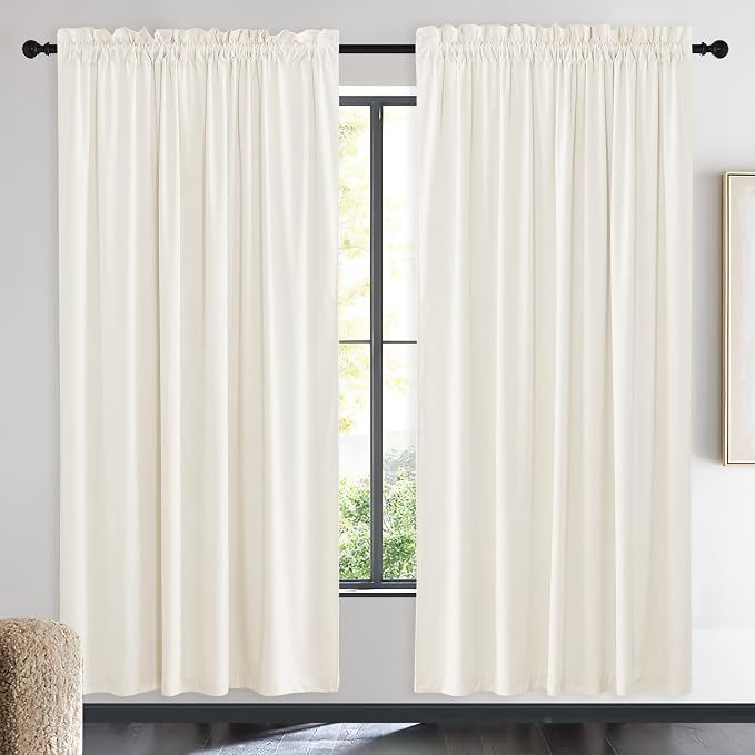 NICETOWN Thermal Insulated Ivory White Velvet Curtains 72 Inch Length, Heavy by NICETOWN