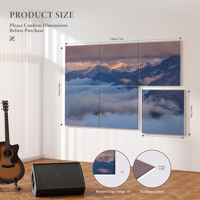 JBER 6 Pack Art Acoustic Panels, 72×48 Inches Soundproof Wall Panels, Large - Image 2
