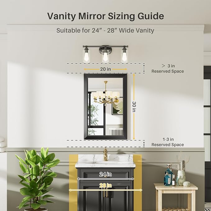 Briivue 20x30 Inch Black Bathroom Mirror - Image 2