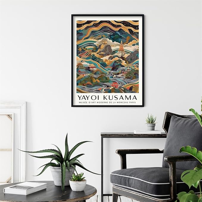 Yayoi Kusama Black Framed Wall Art Vintage Japanese Poster 16X24 in Abstract - Image 6