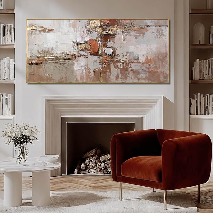 Brown and Gold Canvas Wall Art Colorful Abstract Minimalist Framed Prints - Image 7
