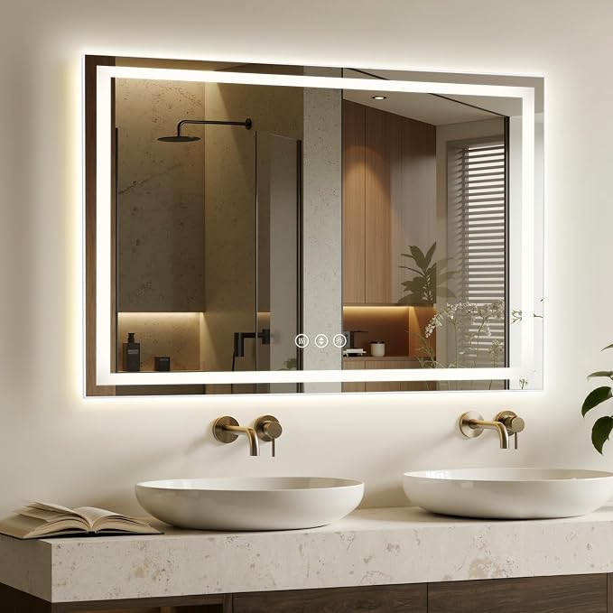 55X36 LED Bathroom Mirror with Lights, Backlit + Front Lit, Lighted Bathroom by Rpoesx