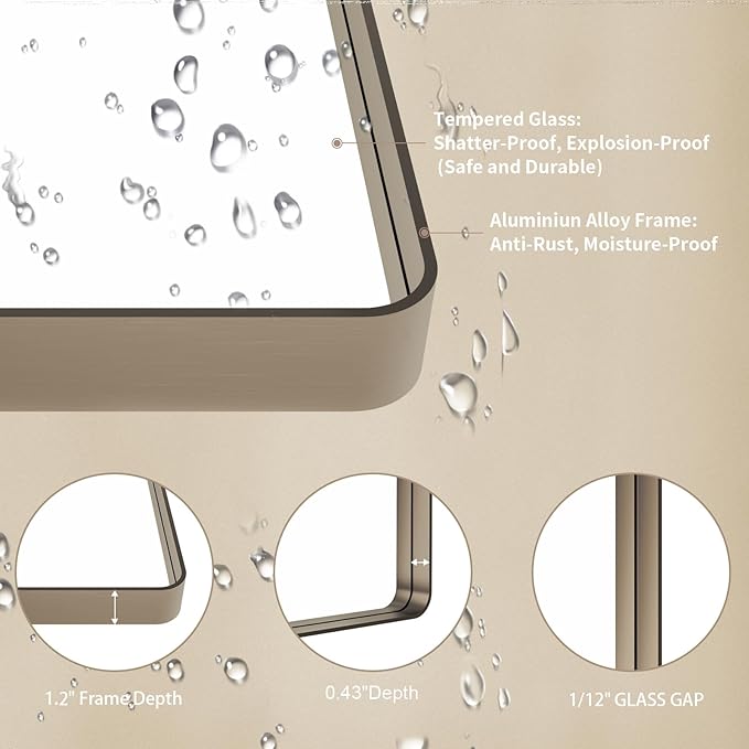 LOAAO 55”X30” Bronze Bathroom Mirrors - Image 5