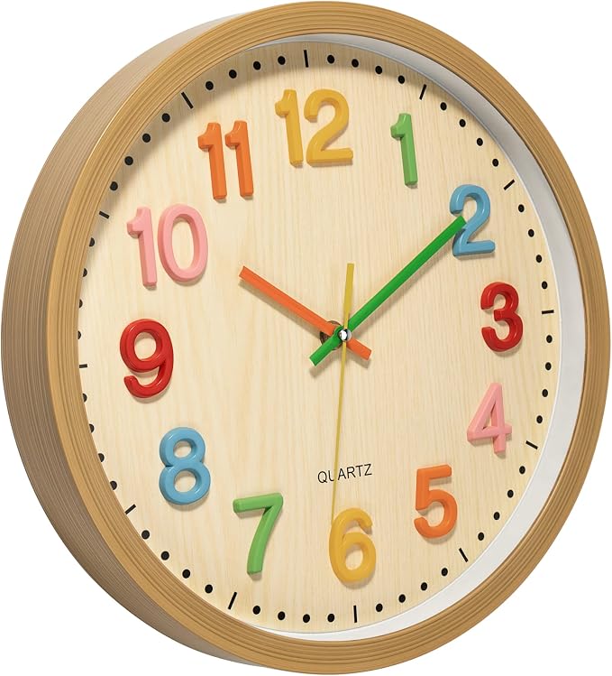 Foxtop Silent Kids Wall Clock Non-Ticking Battery Operated Colorful Childrens - Image 4
