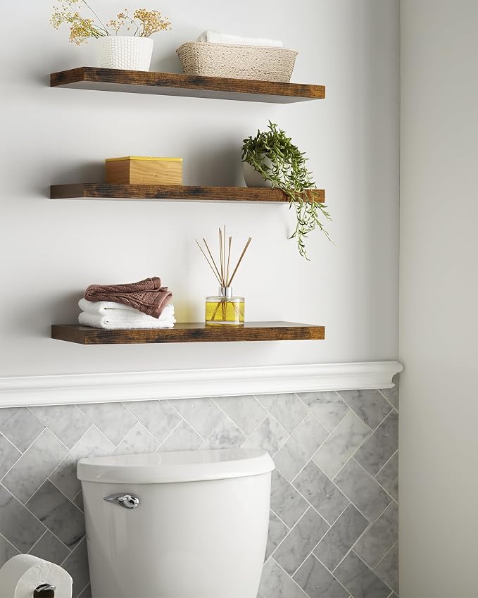 BAYKA Floating Shelves for Wall, 22.5 Inch Rustic Wood Wall Mounted Shelving - Image 4