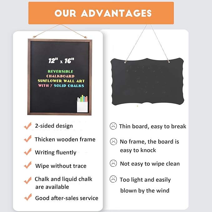 SELEAD 2-Pack Solid Wood Frame Chalkboard Signs - Image 6