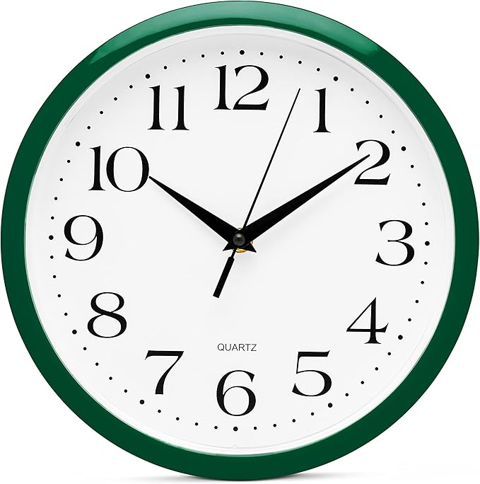 Bernhard Products Hunter Green Wall Clock Silent Non Ticking by BernhardProducts