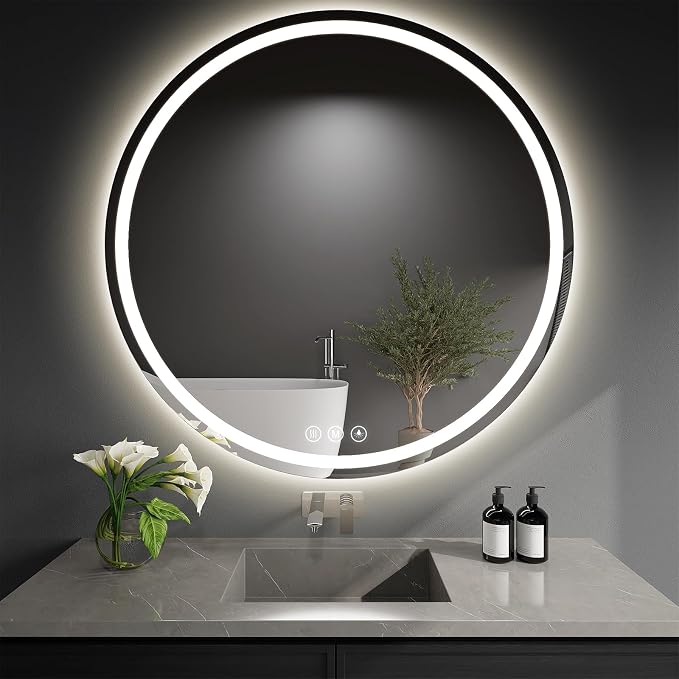 LED Bathroom Mirror 40 Inch Round Bathroom Mirror by WISSMILESHOME