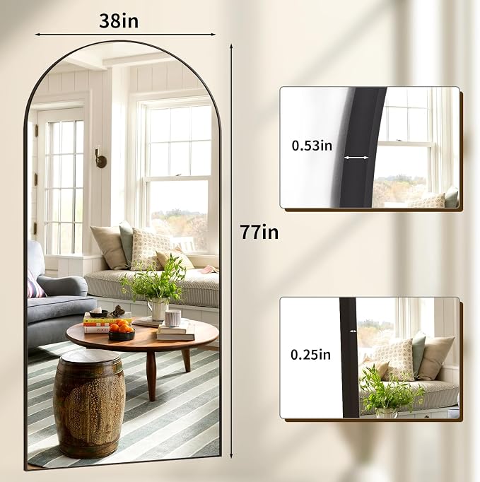 XRAMFY 78"x38" Arched Full Length Mirror Floor Mirrors - Image 5