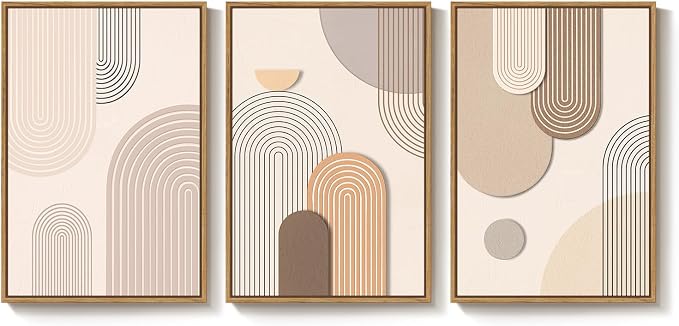 3 Piece Framed Neutral Boho Wall Art - Image 6