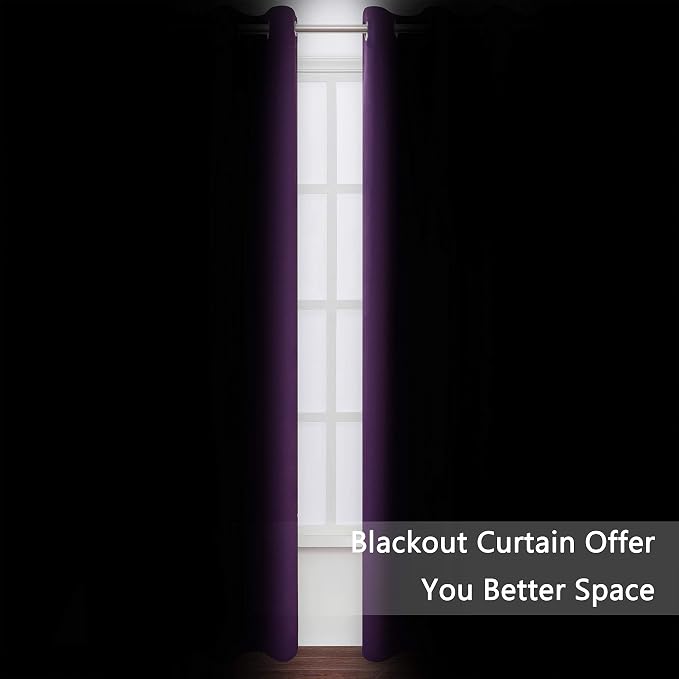 LEMOMO Blackout Curtains 66 x 84 inch/Purple Curtains Set of 2 Panels/Thermal - Image 3
