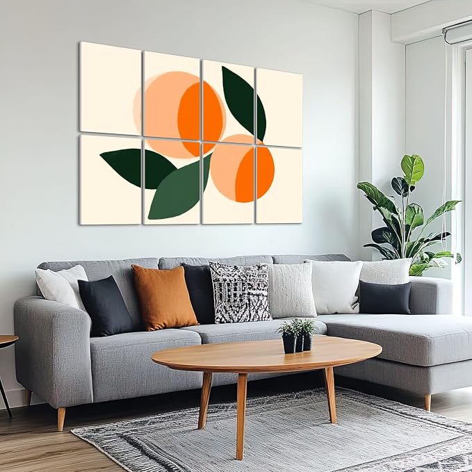 8 Pack Art Acoustic Panels Sound Absorbing Boho Botanical Leaf Orange Green - Image 6