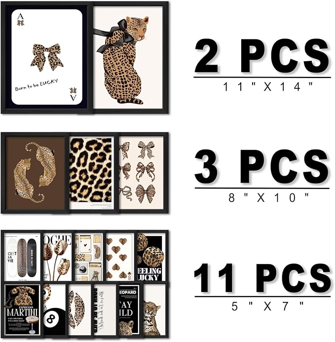 ANERZA 16 PCS Framed Leopard Wall Art Decor, Cheetah Wall Prints - Image 2