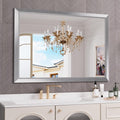 Amorho 50 X36 Inch Bathroom Mirror Silver, Thick Metal Framed Wall Mirrors by Amorho