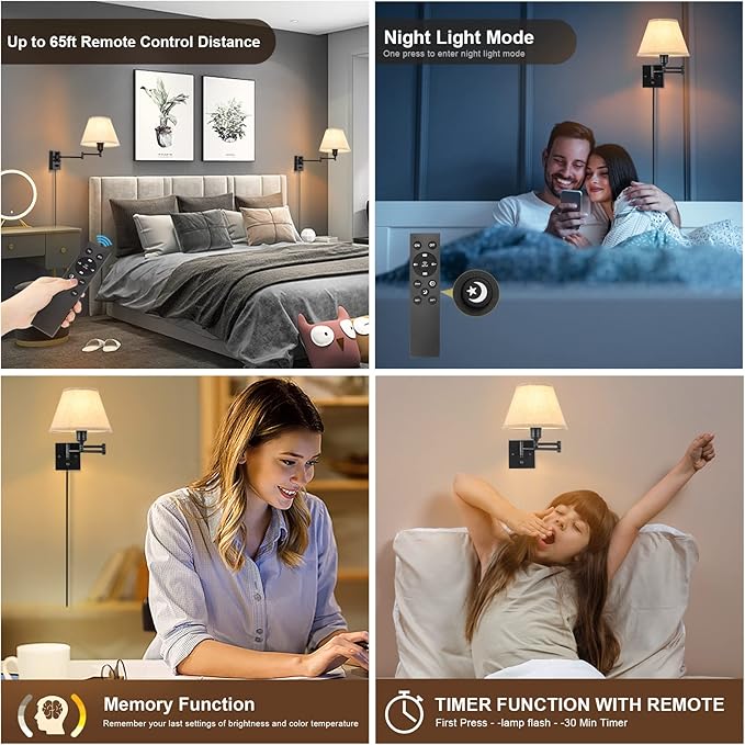 TRLIFE Wall Sconce with Remote Control, Dimming 10%-100% and Adjustable Color - Image 4