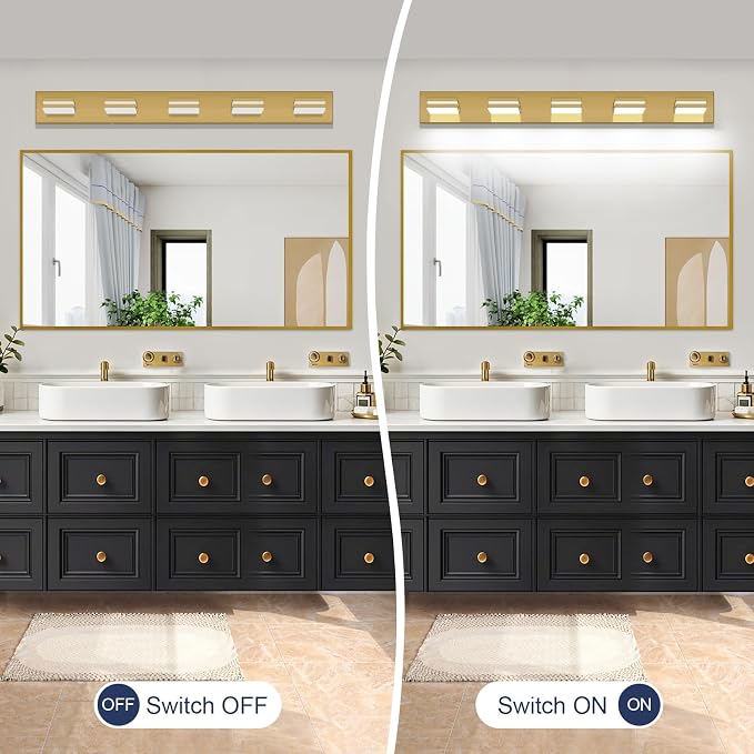 SineRise LED Modern Bathroom Vanity Light Fixtures, Brass Modern Acrylic - Image 6
