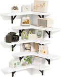 Fixwal Floating Shelves for Wall Set of 5, Rustic Wood Wall Mounted Corner by Fixwal