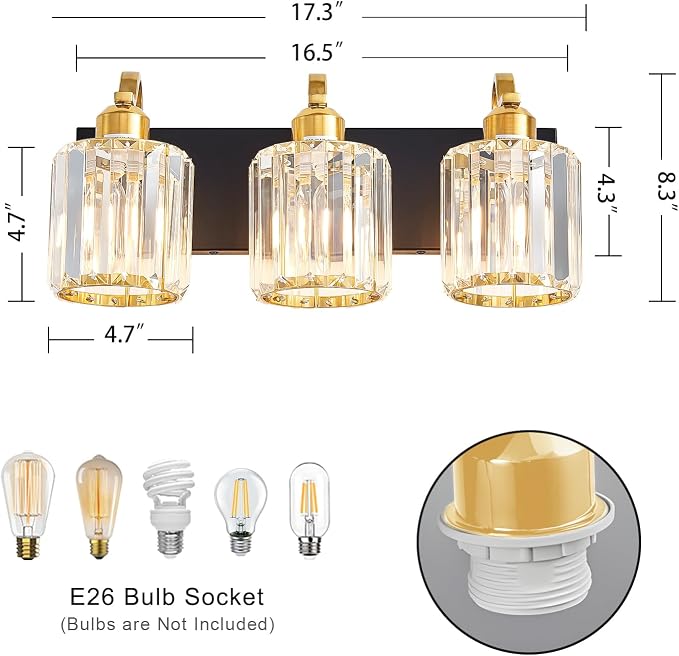 Modern Crystal Bathroom Vanity Lights, Crystal Wall Lighting - Image 3