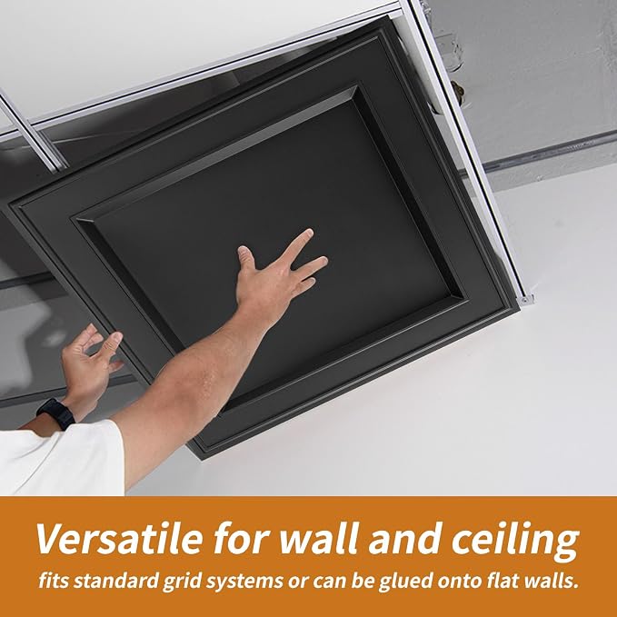 WOWSTAR 12-Pack 24"x24" Drop Ceiling Tiles, Waterproof Glue up Ceiling Panels - Image 7