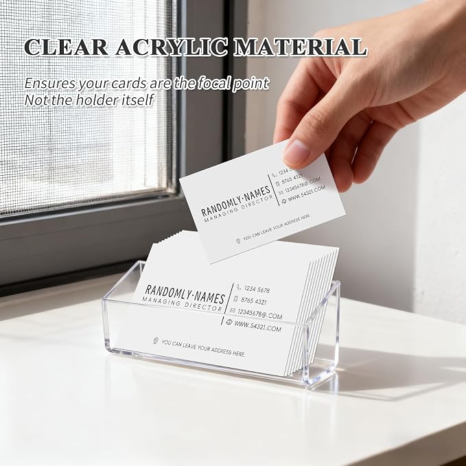 4 Pack Acrylic Business Card Holder, Wall Mount Name Card Holder, Office - Image 4