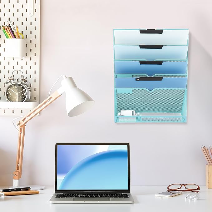 EASEPRES 6 Tier Mesh Hanging Wall File Organizer, Desk Vertical Mail Paper - Image 6