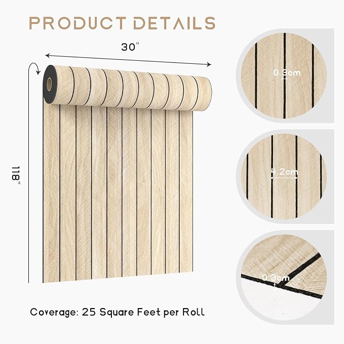 VEELIKE Large Roll Wood Wall Panels 30''x118'' White Oak Wood Slat Peel and - Image 8