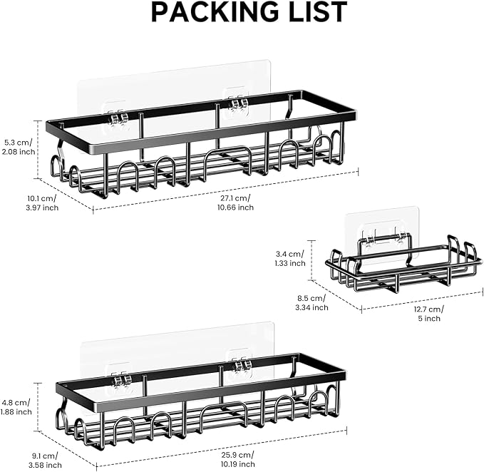Shower Caddy, 3 Pack Shower Shelves - Image 3