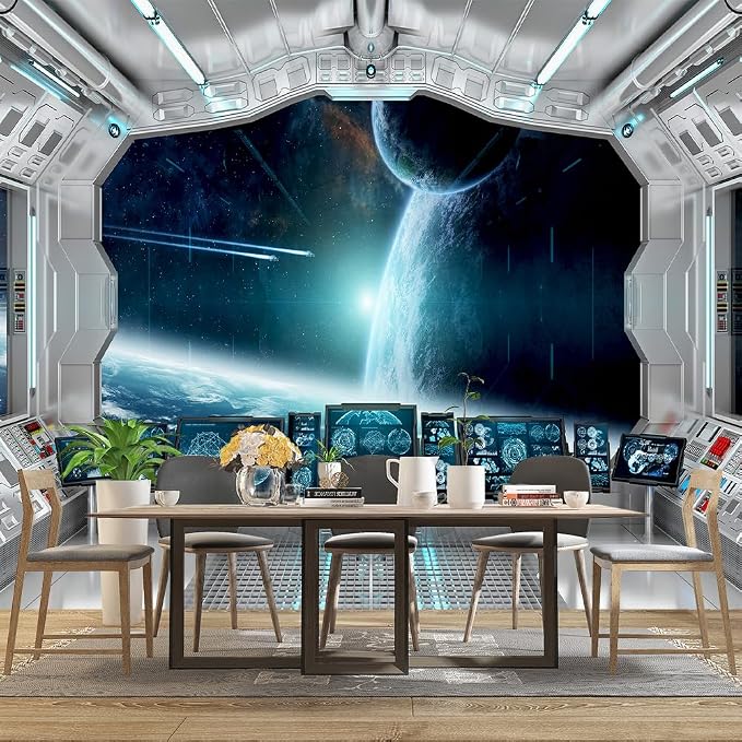 Galaxy Spaceship Bathroom wallpeper Living Room Bedroom Ceiling wall Mural - Image 3