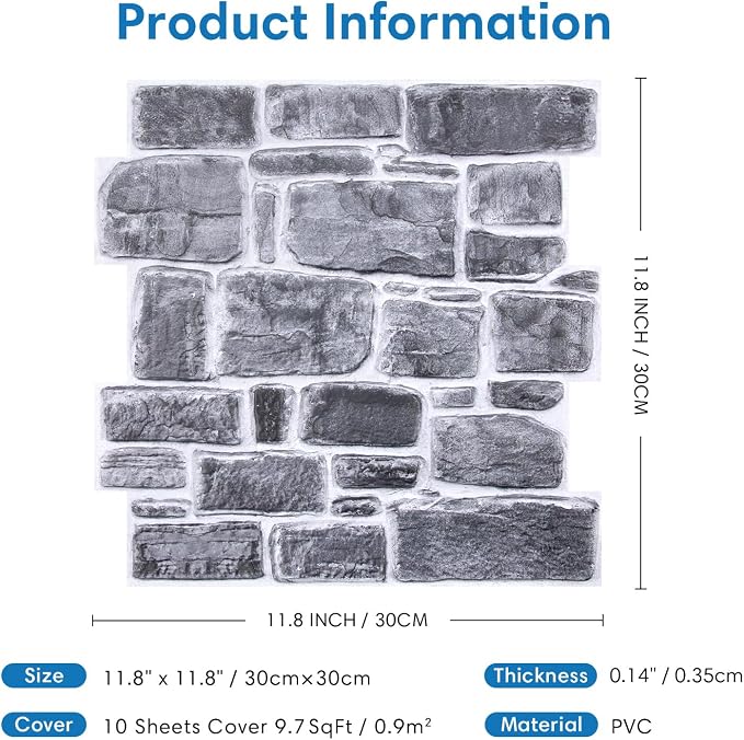 COMSTICKC 3D Faux Stone Wall Panel Peel and Stick Wall Tiles, Ultra-Light Thin - Image 4