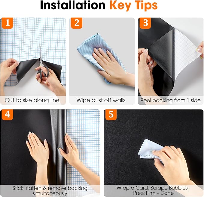 Chalkboard Wallpaper Peel and Stick, 17.5"x78.7" Blackboard Contact Paper Self - Image 5