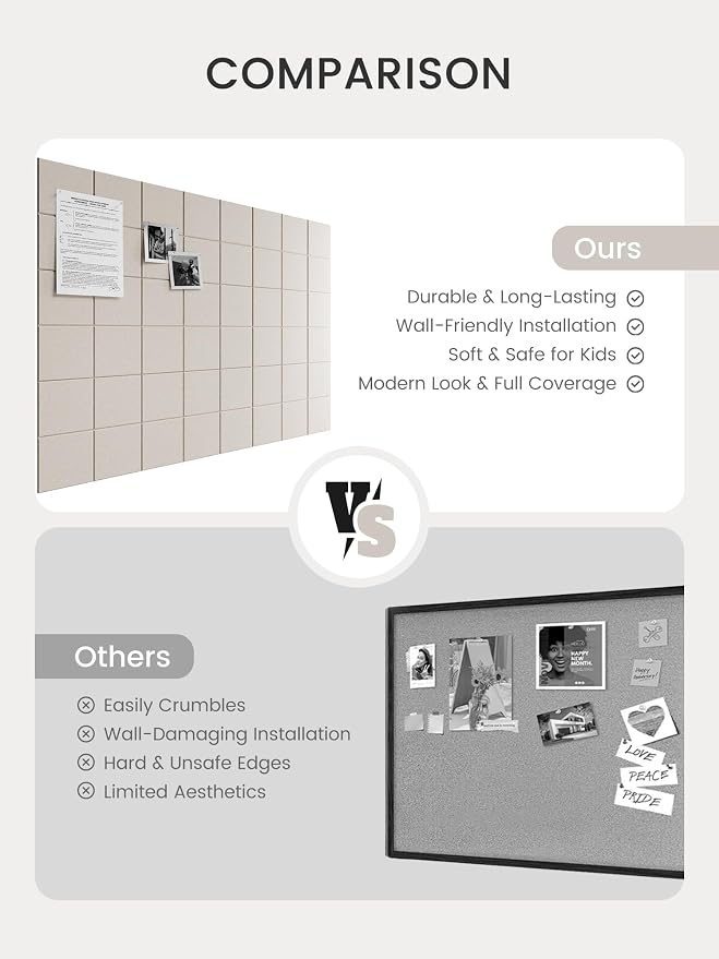 Bumusty Large Felt Bulletin Board, 30 Push Pins, 70 Adhesive Tabs - Image 7