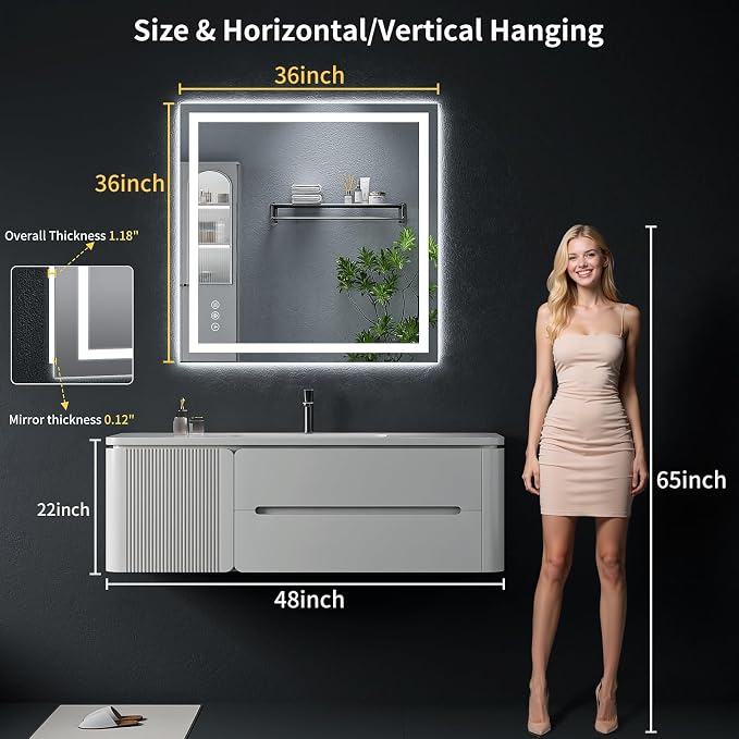 36"x36" LED Bathroom Mirror - Image 8