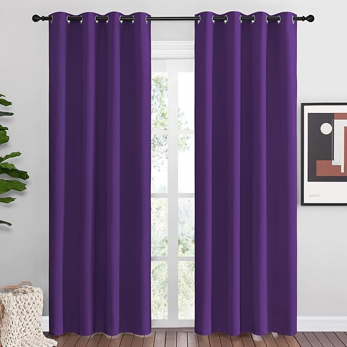 NICETOWN Purple Blackout Curtains 86 inches Long, Niose Reducing and Thermal by NICETOWN