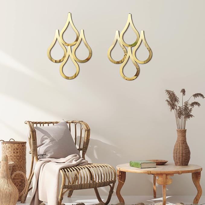 Weysat 2 Pieces Teardrop Wall Mirror Hanging Wall Mounted Decorative Accent - Image 7