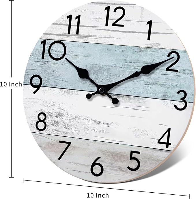 KECYET Wall Clock Silent Non-Ticking Wooden Clocks Battery Operated 10 Inch - Image 8