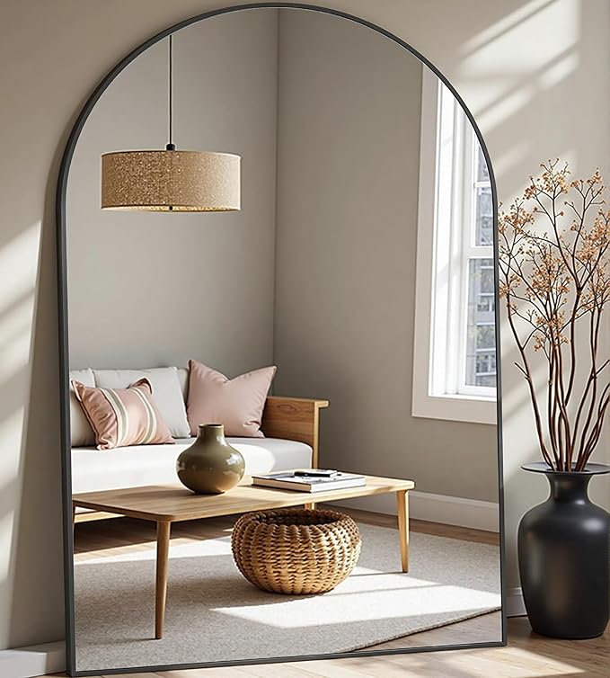Prywot Full Length Mirror, Oversized 81"x41" Arched-Top Floor Mirror, Free - Image 2