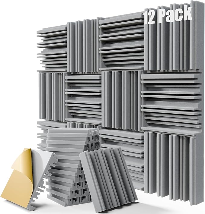 Upgrade 12 pack Self-adhesive Sound Proof Foam Panels, Decorative Soundproof by ZELMINE