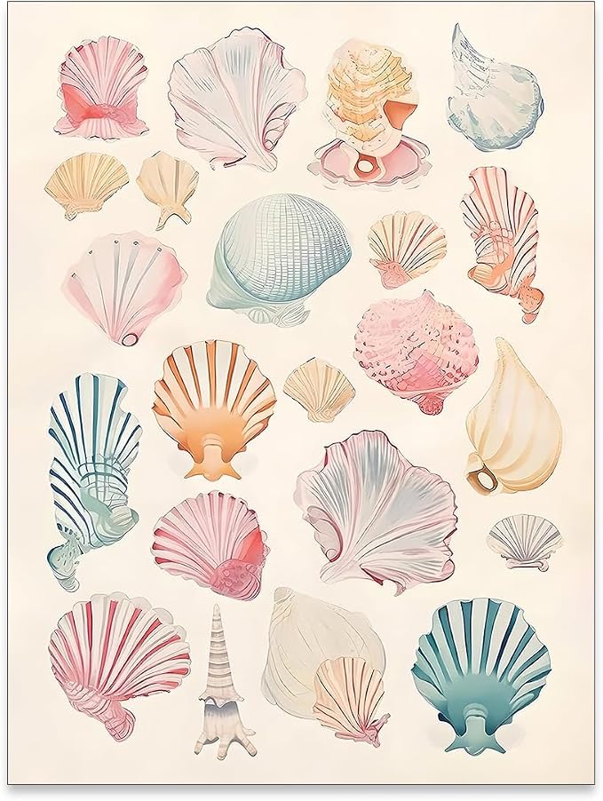 Pink Seashell Posters Coastal Cowgirl Canvas Wall Art Beach House Starfish by Unknown