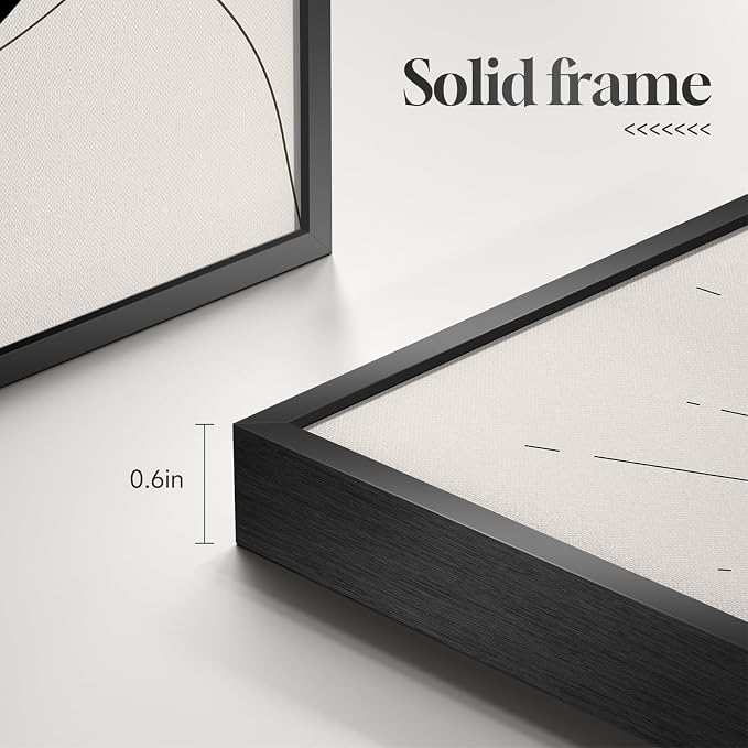 Framed Boho Black and White Abstract Wall Art, Minimalist Geometric Pictures - Image 6
