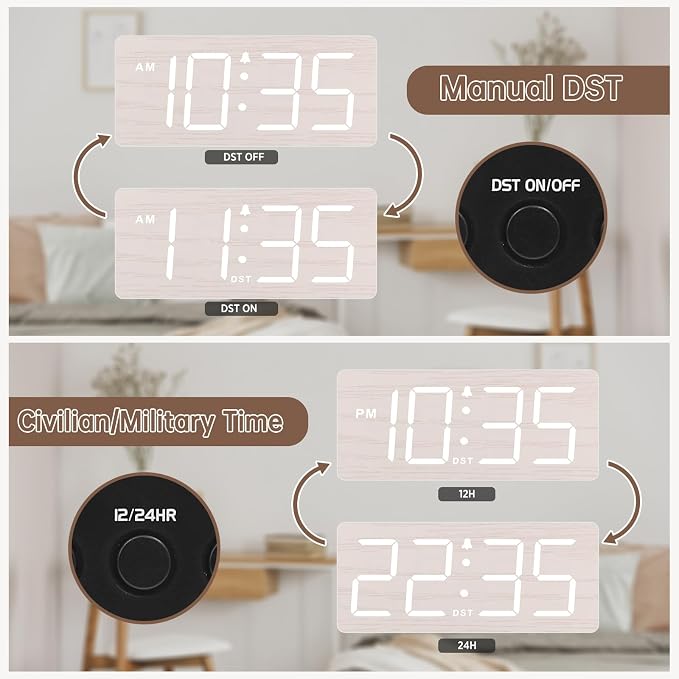 DreamSky Wooden Digital Alarm Clock - Image 5