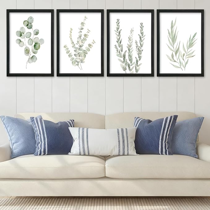 YWJKWLGS Botanical Watercolor Prints Sign Sage Green Eucalyptus Wall Decor - Image 2