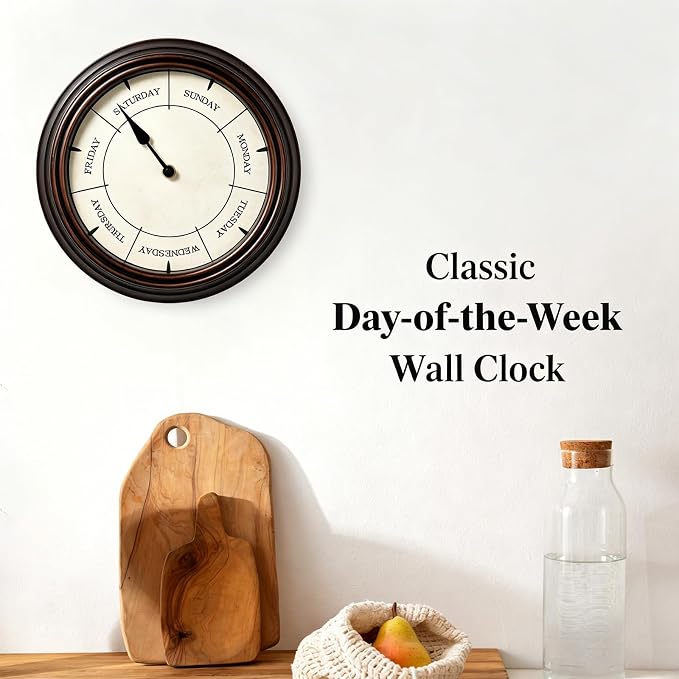 12-Inch Day of Week Wall Clock, Decorative Retirement Clock Gift - Image 5