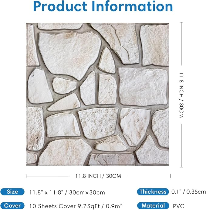 COMSTICKC 3D Faux Stone Wall Sticker Peel and Stick Wall Panels, Not Real Stone - Image 5