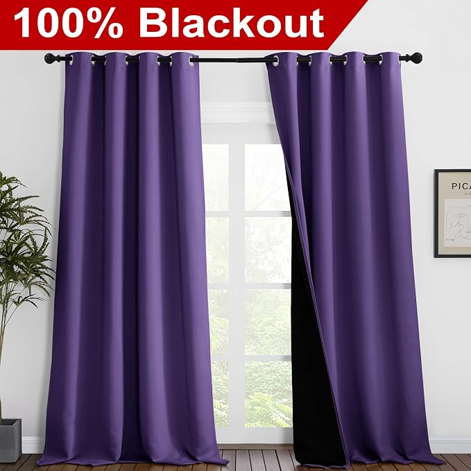 NICETOWN Total Shade Curtains and Draperies, Heavy-Duty Full Light Shading - Image 2